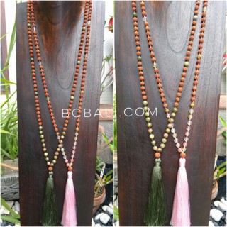 4color tassels necklace radraksha pendant with agate bead stone 